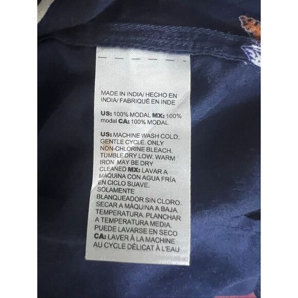 Chico's Navy Blue Floral Print Pullover Tassel Top Peasant Blouse Size 3 (XL,16) - Picture 11 of 12